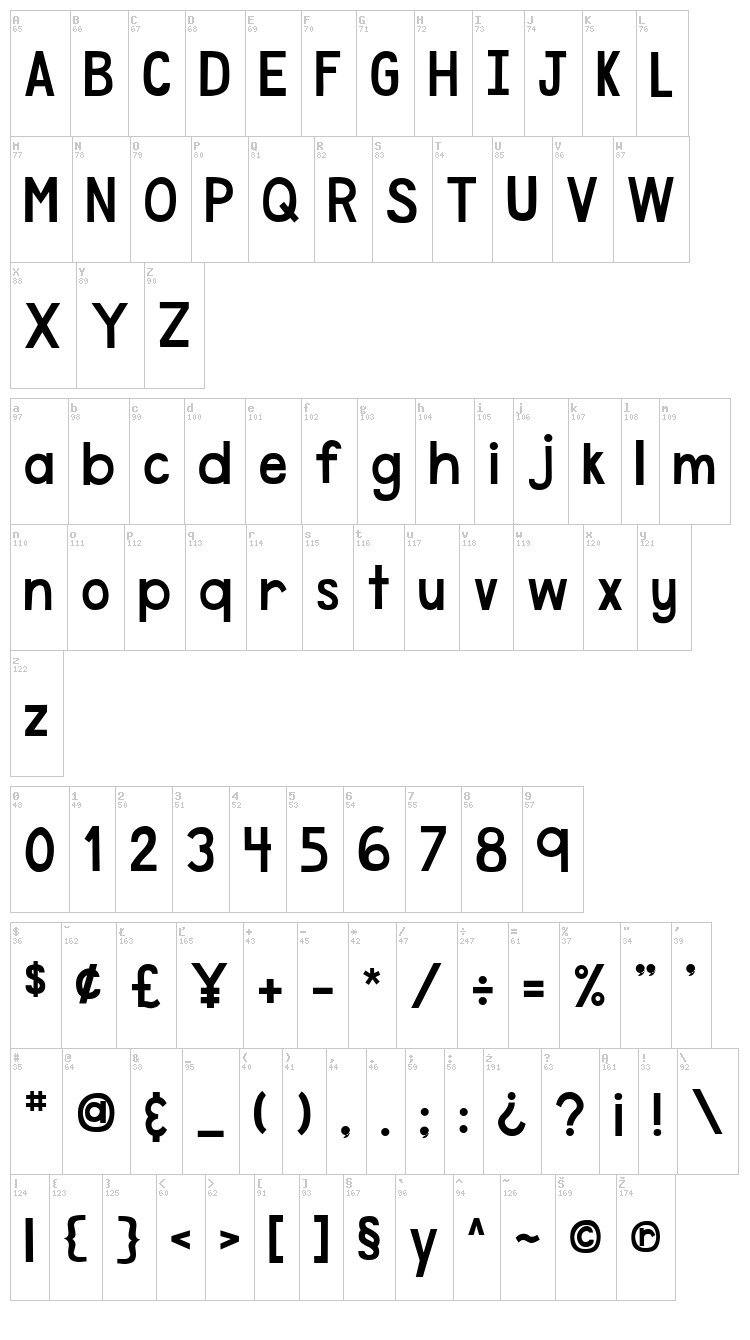 DJB Speak the Truth font map